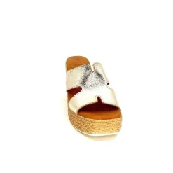 Vacances|Compensées & Plateformes<oh my sandals - innova footwear Mules à Talon Compenssées Ivoire 5458 Cuir Or