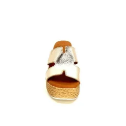 Vacances|Compensées & Plateformes<oh my sandals - innova footwear Mules à Talon Compenssées Ivoire 5458 Cuir Or