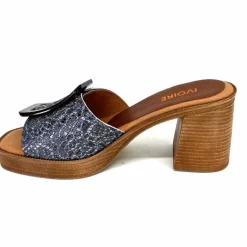 Vacances|Mules<380-ivoire Mules à Talon Ivoire 65383 Bleu &amp; Gris Marine