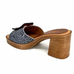 Vacances|Mules<380-ivoire Mules à Talon Ivoire 65383 Bleu &amp; Gris Marine