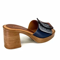 Vacances|Mules<380-ivoire Mules à Talon Ivoire 65383 Bleu &amp; Gris Marine