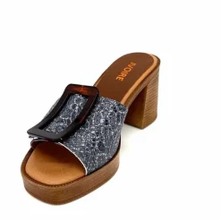Vacances|Mules<380-ivoire Mules à Talon Ivoire 65383 Bleu &amp; Gris Marine