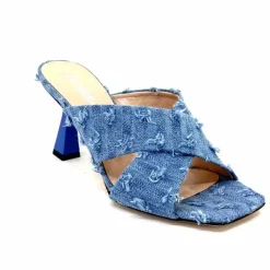 Vacances|Soirée<Evaluna Mules à Talon Ivoire 5883 Denim Bleu