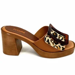 Vacances|Mules<380-ivoire Mules à Talon Ivoire 65383 Or Marron