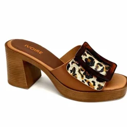 Vacances|Mules<380-ivoire Mules à Talon Ivoire 65383 Or Marron