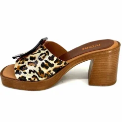 Vacances|Mules<380-ivoire Mules à Talon Ivoire 65383 Or Marron