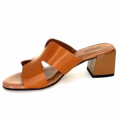 Vacances|Talon<Ivoire0352 Mules à Talon Ivoire F1555 Dario 3 Cuir Cognac Marron
