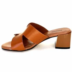 Vacances|Talon<Ivoire0352 Mules à Talon Ivoire F1555 Dario 3 Cuir Cognac Marron