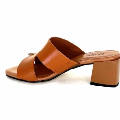 Vacances|Talon<Ivoire0352 Mules à Talon Ivoire F1555 Dario 3 Cuir Cognac Marron