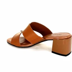 Vacances|Talon<Ivoire0352 Mules à Talon Ivoire F1555 Dario 3 Cuir Cognac Marron