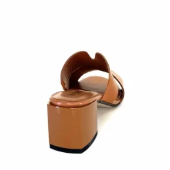 Vacances|Talon<Ivoire0352 Mules à Talon Ivoire F1555 Dario 3 Cuir Cognac Marron