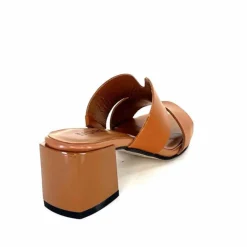 Vacances|Talon<Ivoire0352 Mules à Talon Ivoire F1555 Dario 3 Cuir Cognac Marron