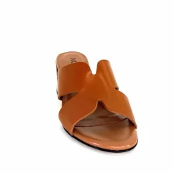 Vacances|Talon<Ivoire0352 Mules à Talon Ivoire F1555 Dario 3 Cuir Cognac Marron