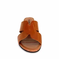 Vacances|Talon<Ivoire0352 Mules à Talon Ivoire F1555 Dario 3 Cuir Cognac Marron
