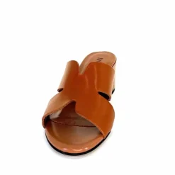 Vacances|Talon<Ivoire0352 Mules à Talon Ivoire F1555 Dario 3 Cuir Cognac Marron