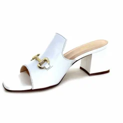 Talon|Mules<Ivoire0352 Mules à Talon Ivoire K166 Caraibi2 Cuir Blanc