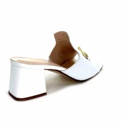 Talon|Mules<Ivoire0352 Mules à Talon Ivoire K166 Caraibi2 Cuir Blanc
