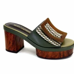 Vacances|Féminin<noa harmon Mules à Talon 9669 M33 Vert Marron