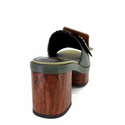 Vacances|Féminin<noa harmon Mules à Talon 9669 M33 Vert Marron