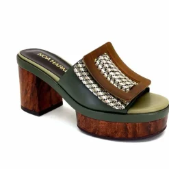Vacances|Féminin<noa harmon Mules à Talon 9669 M33 Vert Marron