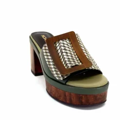 Vacances|Féminin<noa harmon Mules à Talon 9669 M33 Vert Marron