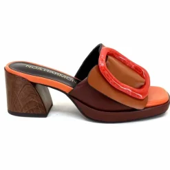 Féminin|Compensées & Plateformes<noa harmon Mules à Talon 9678m07 Cuir Multi Orange Marron