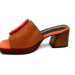 Féminin|Compensées & Plateformes<noa harmon Mules à Talon 9678m07 Cuir Multi Orange Marron