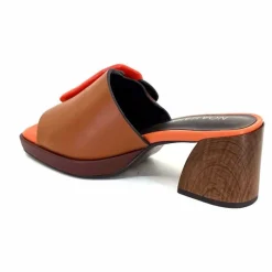 Féminin|Compensées & Plateformes<noa harmon Mules à Talon 9678m07 Cuir Multi Orange Marron