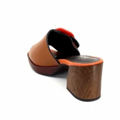 Féminin|Compensées & Plateformes<noa harmon Mules à Talon 9678m07 Cuir Multi Orange Marron