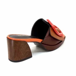 Féminin|Compensées & Plateformes<noa harmon Mules à Talon 9678m07 Cuir Multi Orange Marron