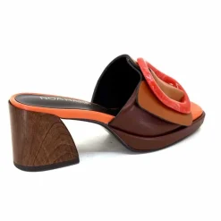 Féminin|Compensées & Plateformes<noa harmon Mules à Talon 9678m07 Cuir Multi Orange Marron