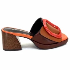 Féminin|Compensées & Plateformes<noa harmon Mules à Talon 9678m07 Cuir Multi Orange Marron
