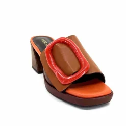 Féminin|Compensées & Plateformes<noa harmon Mules à Talon 9678m07 Cuir Multi Orange Marron