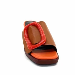 Féminin|Compensées & Plateformes<noa harmon Mules à Talon 9678m07 Cuir Multi Orange Marron