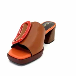 Féminin|Compensées & Plateformes<noa harmon Mules à Talon 9678m07 Cuir Multi Orange Marron
