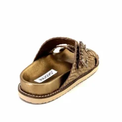 Vacances|Décontracté<Inuovo Mules Compensées 355052 Cuir Bronze Or