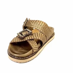 Vacances|Décontracté<Inuovo Mules Compensées 355052 Cuir Bronze Or