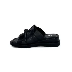 Vacances|Mules<Ivoire-354 Mules Compensées Ivoire 107911 Cuir Noir