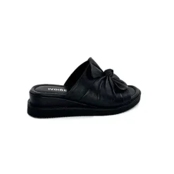 Vacances|Mules<Ivoire-354 Mules Compensées Ivoire 107911 Cuir Noir