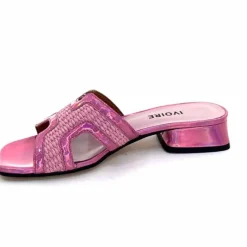 Vacances|Mules<Ivoire0330 Mules Ivoire 330 Cuir Irisé Vernis Raffia Rose