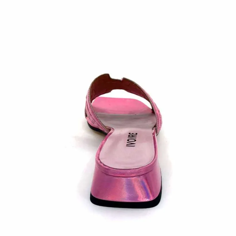 Vacances|Mules<Ivoire0330 Mules Ivoire 330 Cuir Irisé Vernis Raffia Rose