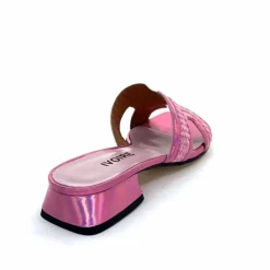 Vacances|Mules<Ivoire0330 Mules Ivoire 330 Cuir Irisé Vernis Raffia Rose