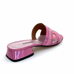 Vacances|Mules<Ivoire0330 Mules Ivoire 330 Cuir Irisé Vernis Raffia Rose