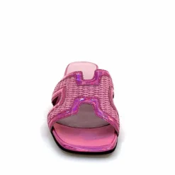 Vacances|Mules<Ivoire0330 Mules Ivoire 330 Cuir Irisé Vernis Raffia Rose
