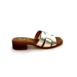 Vacances|Mules<oh my sandals - innova footwear Mules Ivoire 5343 Cuir Or