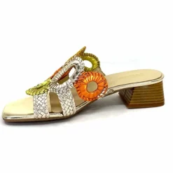 Féminin|Sandales<Ivoire0303 Mules Ivoire 21036 Cuir Or Jaune Orange Multicolore