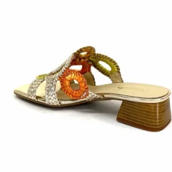 Féminin|Sandales<Ivoire0303 Mules Ivoire 21036 Cuir Or Jaune Orange Multicolore