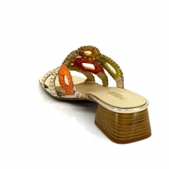 Féminin|Sandales<Ivoire0303 Mules Ivoire 21036 Cuir Or Jaune Orange Multicolore