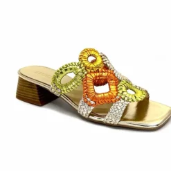 Féminin|Sandales<Ivoire0303 Mules Ivoire 21036 Cuir Or Jaune Orange Multicolore