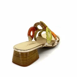 Féminin|Sandales<Ivoire0303 Mules Ivoire 21036 Cuir Or Jaune Orange Multicolore